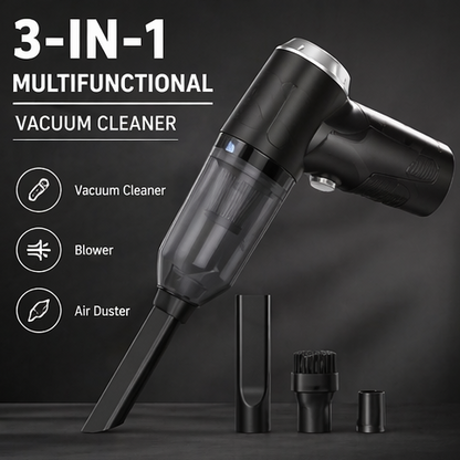 3 in 1 Portable Car Vacuum Cleaner with Blower | USB Rechargeable Wireless