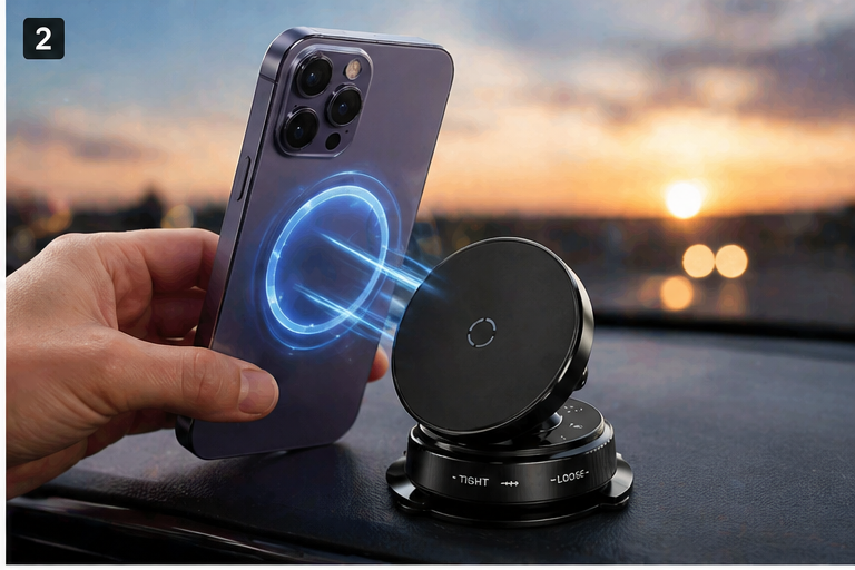 Car Dashboard Phone Holder 360° Vacuum Magnetic Phone Stand